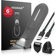 Sensitive Skin Personal Pubic Hair Trimmer for Women and Men, Electric Manscape/Bikini Trimmer, Waterproof Groin Shaver for Body Hair, with Light, Travel Size, 6 Precisions