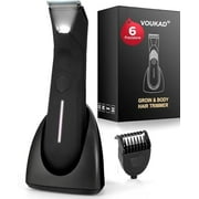 Sensitive Skin Personal Pubic Hair Trimmer for Women and Men, Electric Manscape/Bikini Trimmer, Waterproof Groin Shaver for Body Hair, with Light, Travel Size, 6 Precisions