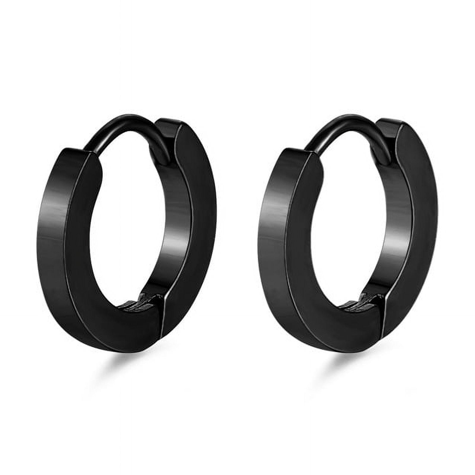 BIJOUX CHATEAU Sensitive Skin Stainless Steel Black Plated Huggie Earrings Unisex Style for Women and Men