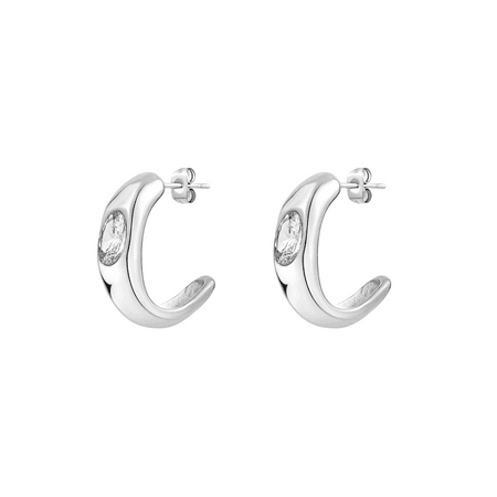 Sensitive Skin Stainless Steel Cubic Zirconia Open Hoop Earrings for Women
