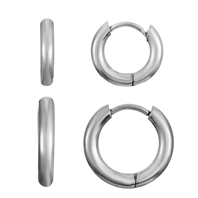 BIJOUX CHATEAU Sensitive Skin Stainless Steel Duo Set of 2 Huggie Earrings Unisex