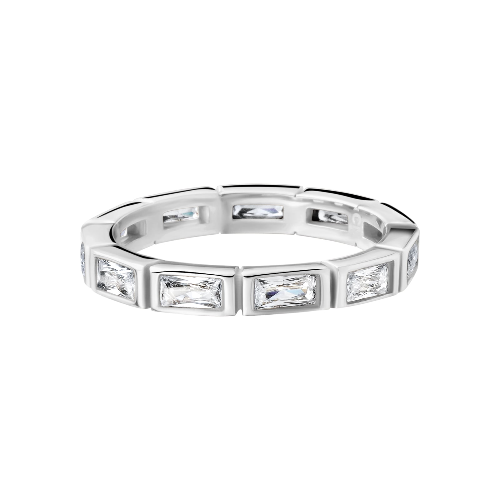 BIJOUX CHATEAU Sensitive Skin Stainless Steel Emerald Cut Cubic Zirconia Eternity Band Ring Size 7 Unisex