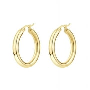 BIJOUX CHATEAU Sensitive Skin Stainless Steel Gold Plated High Polished Tube Hoop Earrings for Women