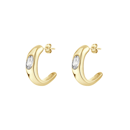 Sensitive Skin Stainless Steel Gold Plated High Quality Cubic Zirconia Open Hoop Earrings for Women