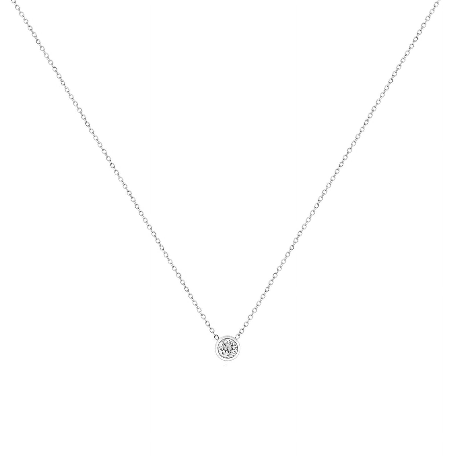 BIJOUX CHATEAU Sensitive Skin Stainless Steel Round Cubic Zirconia Bezel Necklace for Women