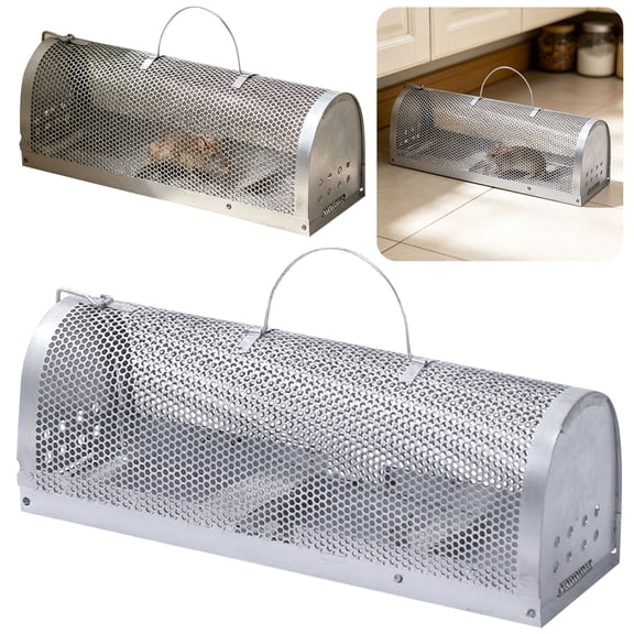 Sensitive Trigger Live Animal Trap, One Way Door Reusable Household Catcher, Indoor Hidden Corner Pest Capture Cage, Kitchen Cabinet Humane Catch Tool, Garden Yard Rodent Control Device,Z1#Silver