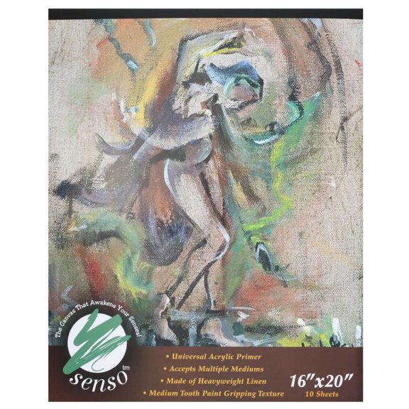 Senso Clear Primed Linen Canvas Pads - Heavyweight Acrylic Primed Canvas Pads for Painting, Coloring, Pastels, & More! - 16x20"