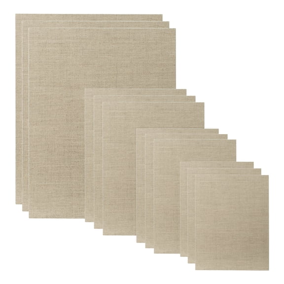 Senso Clear Primed Linen Panels - Medium Sampler Set of 12 Canvas Panels  - 3 Each of Sizes 9x12, 11x14, 12x16, and 16x20 for Painting Oils, Acrylics, Pastels and More