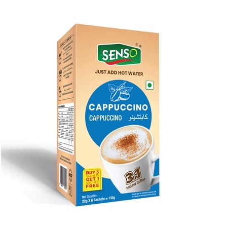 Senso Instant Cappuccino Coffee Latte Premix | Hot & Cold Coffee |Premix Readymade Mix Pouch | Easy To Carry | Instant Coffee Powder Premix Sachets (C