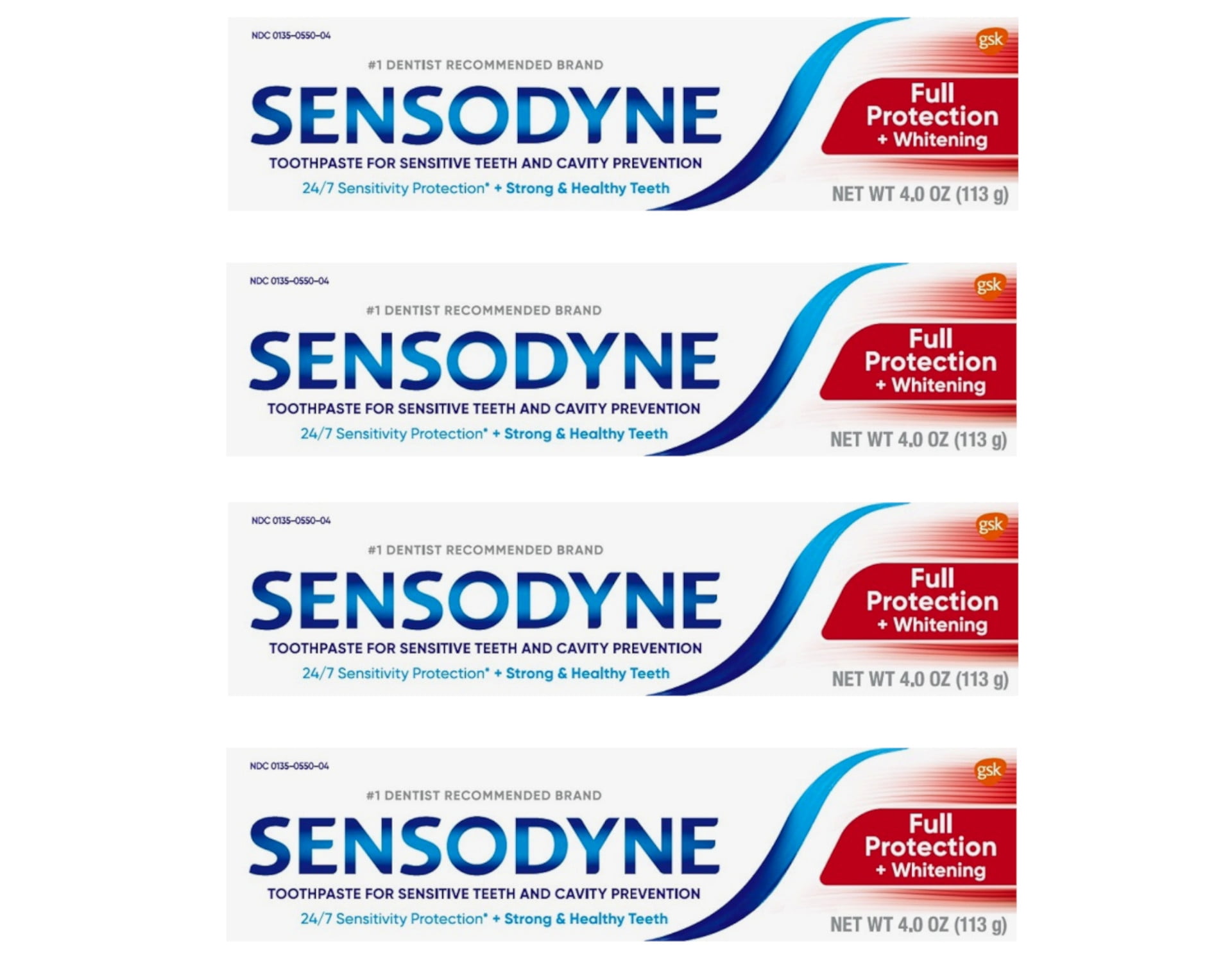 Sensodyne 24/7 Sensitivity Protection Full Protection Toothpaste, 4 Ounce Tubes (Pack of 4)