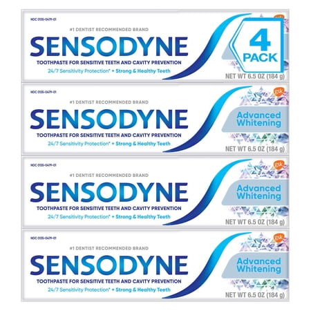 Sensodyne Advanced Whitening Toothpaste, 6.5 oz, 4-pack