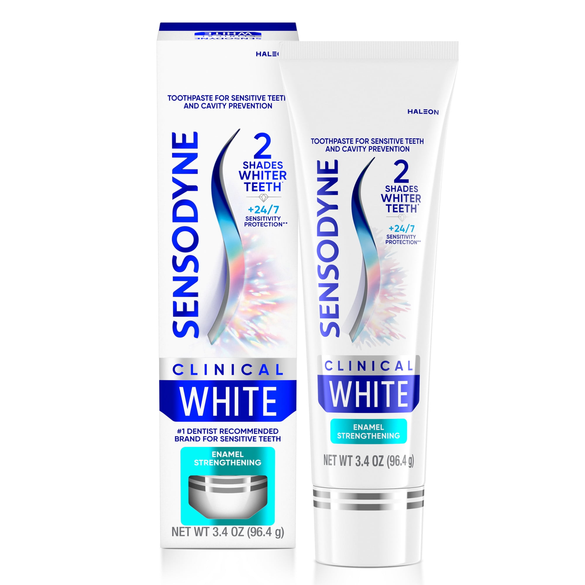 Sensodyne Clinical White Toothpaste Clinically Proven Whitening for Sensitive Teeth, Enamel Strengthening, 3.4 Oz