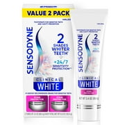 Sensodyne Clinical White Toothpaste Clinically Proven Whitening for Sensitive Teeth, Stain Protector, 3.4 Oz x 2