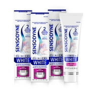 Sensodyne Clinical White Toothpaste Clinically Proven Whitening for Sensitive Teeth, Stain Protector, 3.4 Oz x 3
