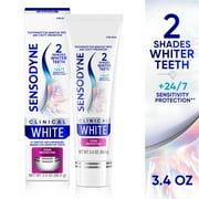 Sensodyne Clinical White Toothpaste Clinically Proven Whitening for Sensitive Teeth, Stain Protector, 3.4 Oz