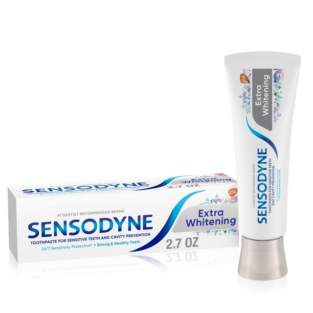 Sensodyne Extra Whitening Sensitive Teeth Whitening Toothpaste, Unflavored - 2.7 oz, for Adults