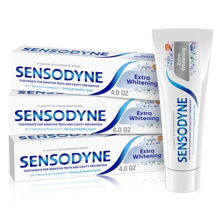 Sensodyne Extra Whitening Sensitive Toothpaste, Mint, 4 Oz, 3 Pack, for Adults