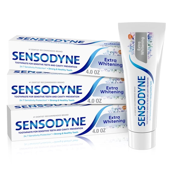 Sensodyne Extra Whitening Sensitive Toothpaste, Mint, 4 Oz, 3 Pack, for Adults