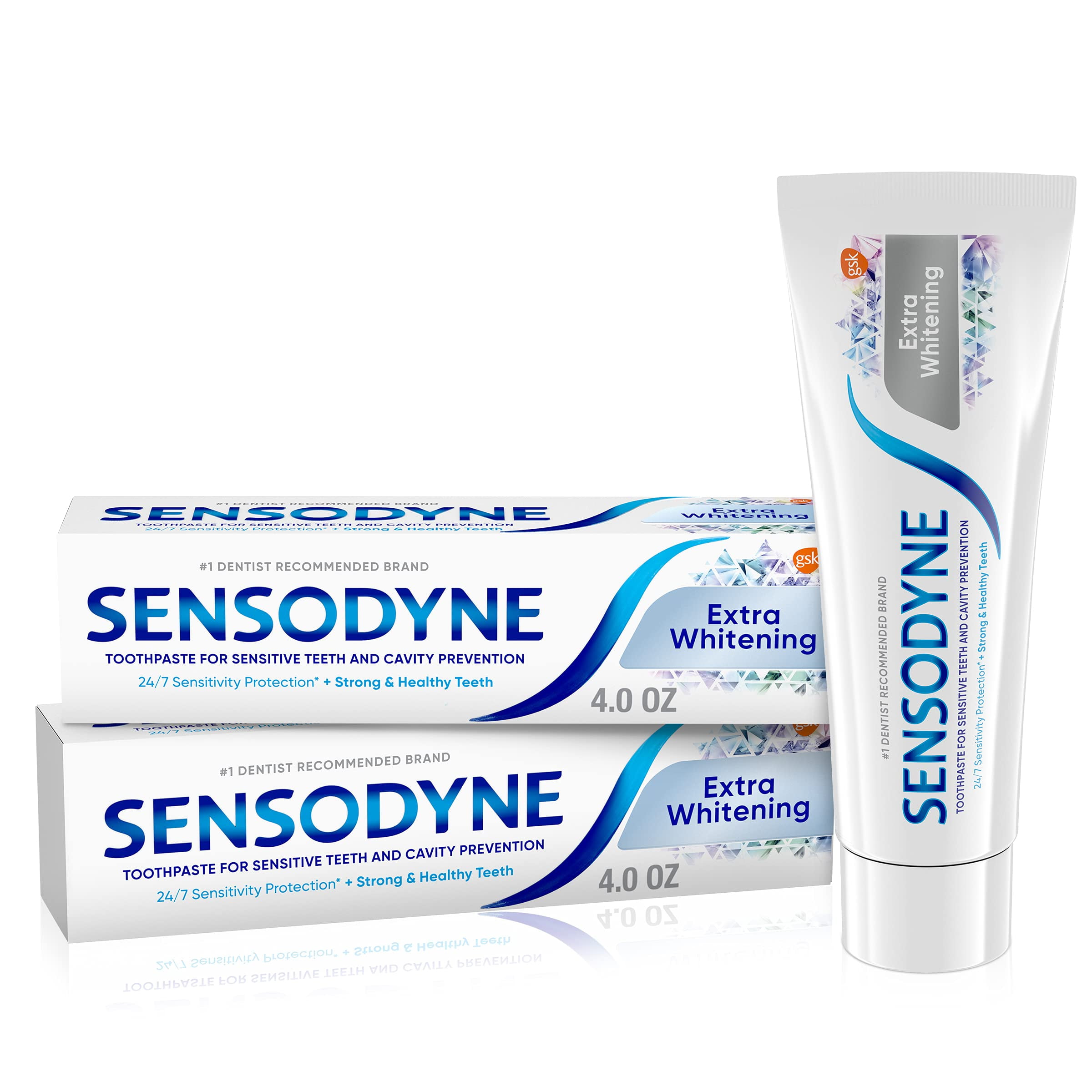 Sensodyne Extra Whitening Toothpaste For Sensitive Teeth, Cavity Prevention And Sensitive Teeth Whitening - 4 Ounces (Pack Of 2) Packaging May Vary