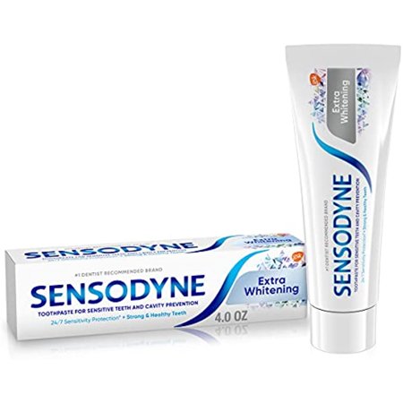 Sensodyne Extra Whitening Toothpaste for Sensitive Teeth, Cavity Prevention and Sensitive Teeth Whitening - 4 Ounces