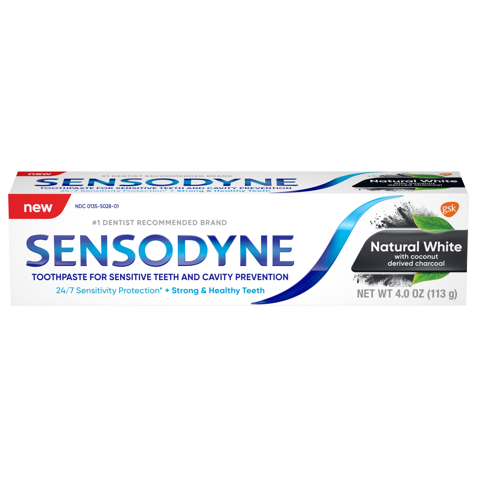 Sensodyne Natural Whitening Charcoal Sensitive Toothpaste, Mint Flavor, 4 oz, for Adults
