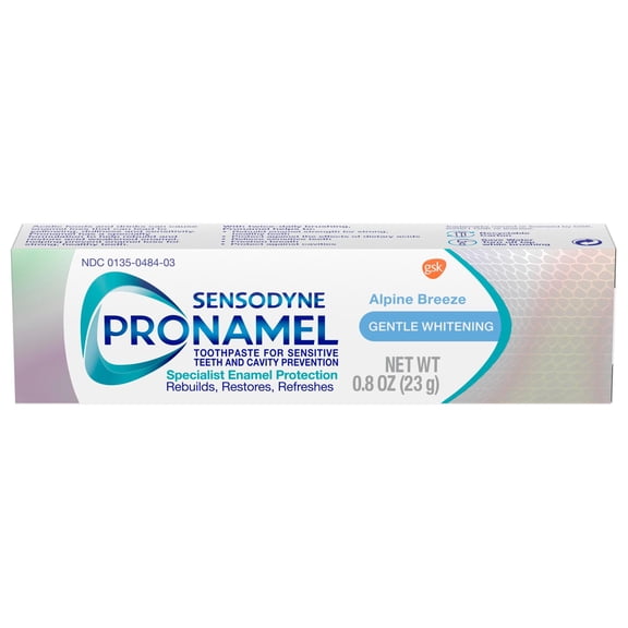 Sensodyne Pronamel Gentle Whitening Enamel Toothpaste for Sensitive Teeth and Cavity Protection, Alpine Breeze, for Adults - 0.8 Oz, Trial Size