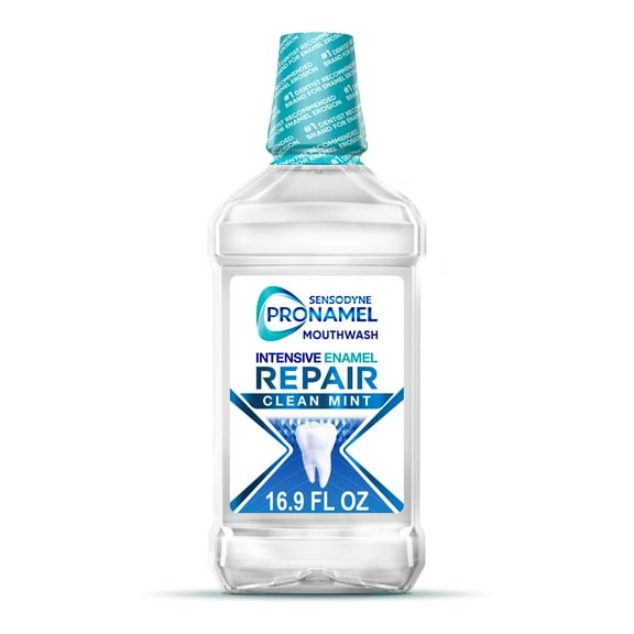 Sensodyne Pronamel Intensive Enamel Repair Alcohol Free Mouthwash to Help Actively Repair Enamel and Protect Against Cavities, Fluoride Mouthwash, Clean Mint, 16.9 Fl Oz