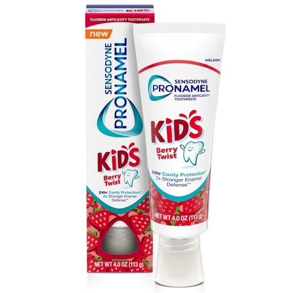 Sensodyne Pronamel Kids Toothpaste, Fluoride Anticavity Toothpaste, Cavity and Enamel Protection, for Ages 2+, Berry Twist Flavored, 4 Oz