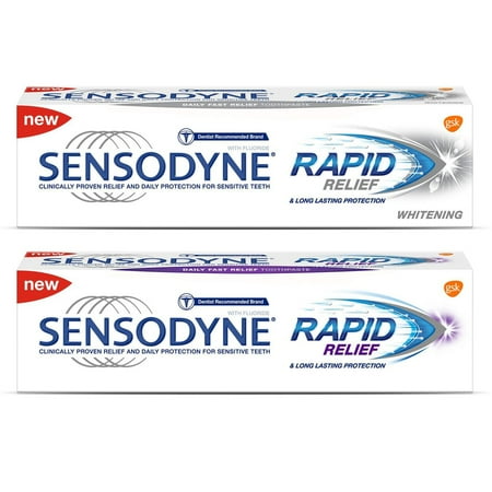 Sensodyne Rapid Relief Whitening Toothpaste, 3.4 Oz, 2 Pack