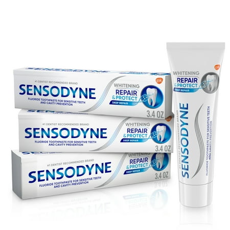 Sensodyne Repair and Protect Toothpaste, Unflavored, 3.4 Oz (3 Pack), for Adults