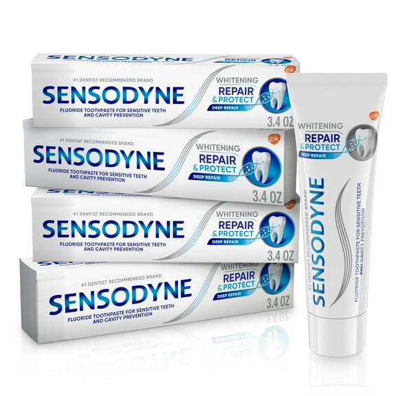 Sensodyne Repair and Protect Whitening Toothpaste for Adults, Mint Flavor, 3.4 Oz, 4 Pack