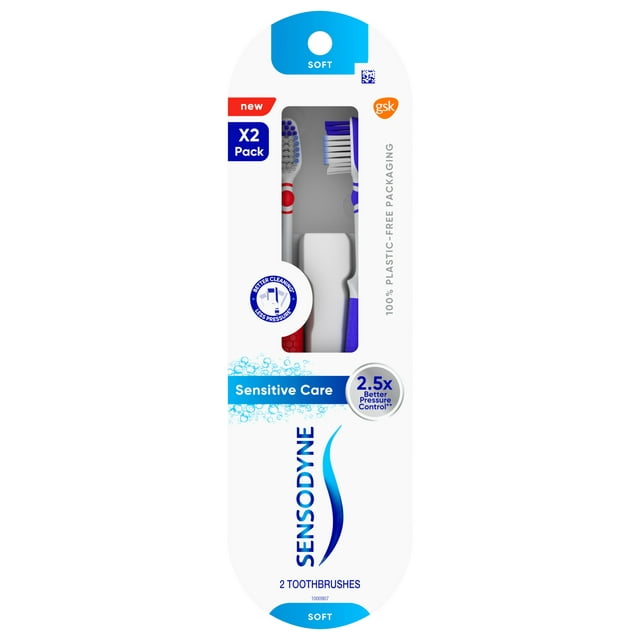 Sensodyne Sensitive Care Toothbrush, Soft, 2 Pack, for Adults