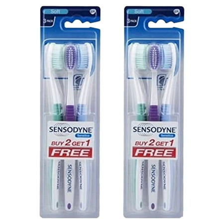 Sensodyne Sensitive Toothbrush Soft Sensitive Teeth, 3 Units/pack, (Pack of 2)
