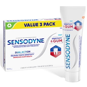 Sensodyne Sensitivity and Gum Sensitive Toothpaste, 3 x 3.4 Oz