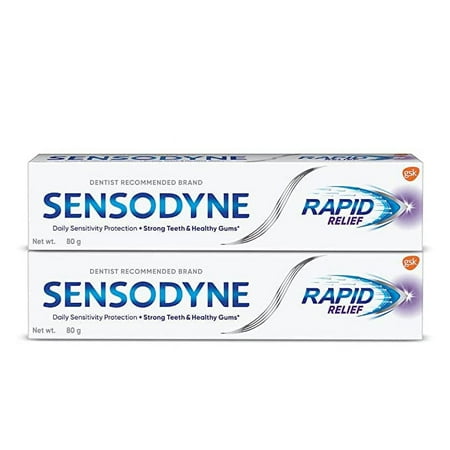 Sensodyne Toothpaste Rapid Relief Combo pack, Sensitive tooth paste to help beat sensitivity fast, 160 gm multi-pack (80 gm x 2)