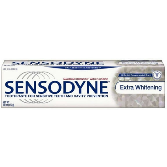 Sensodyne Toothpaste for Sensitive Teeth & Cavity Protection, Extra Whitening 4 oz (Pack of 6)