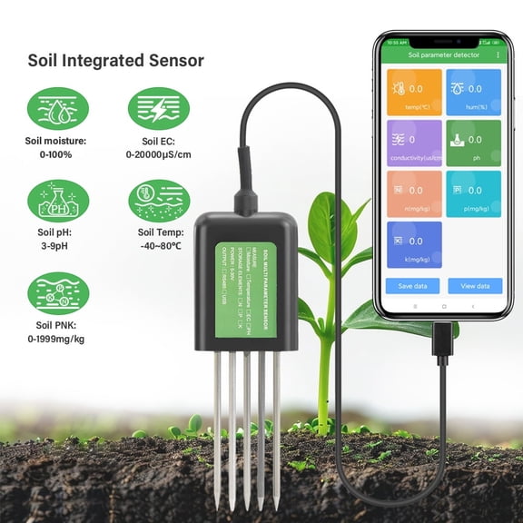 Sensor 8-in-1 NPK EC Moisture Temp pH Meter soil tester easy to read - ANDROID