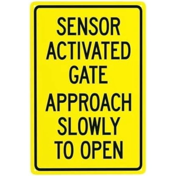 Sensor Activated Gate Approach Slowly Warning Metal Sign, Gate Security Plaque For Business Home Outdoor, Automatic Gate Safety Sign, 8x12 Inch For Home Wall Art Decor Metal Tin Sign