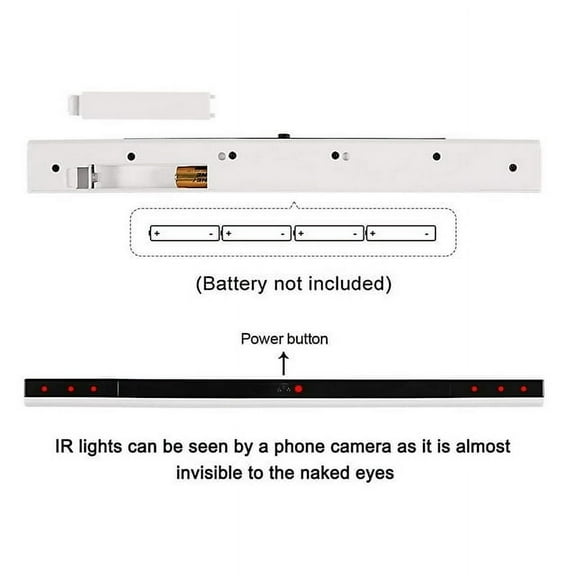 Sensor Bar for Wii, Wireless Wii Sensor Bar, Wireless Infrared Ray Remote Sensor Bar, Replacement Wii U Signal Receiver Motion Sensor Bar, White