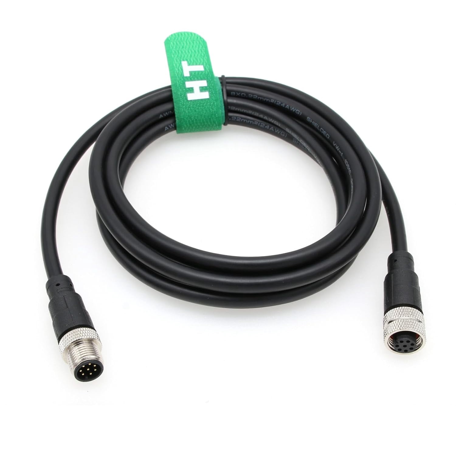 M12 A-Coded 12 Pin Male To Female Aviation Cable, 5M/16.4FT Shielded Sensor Cable For Cognex Cameras & Industrial Ethernet, RS-232 I/O Extension