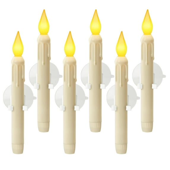 Sensor Dawn to Dusk LED Window Candles, 8-Inch Flickering Battery Operated Candles with Suction Cups for Xmas Home Decor