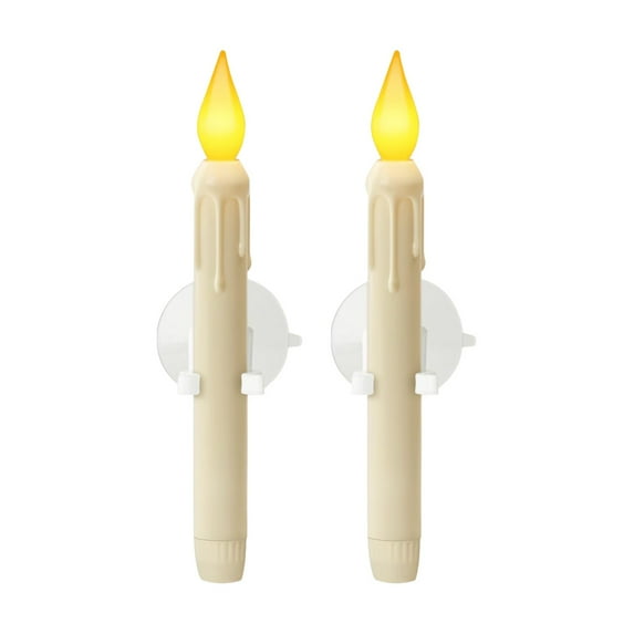 Sensor Dawn to Dusk LED Window Candles, 8-Inch Flickering Battery Operated Candles with Suction Cups for Xmas Home Decor