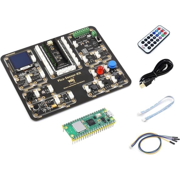 Sensor Kit for Pico W, Including Pico Expansion Board, and LED, Button, Buzzer, etc. 15 Common Modules, All-in-one Design, with Pico W