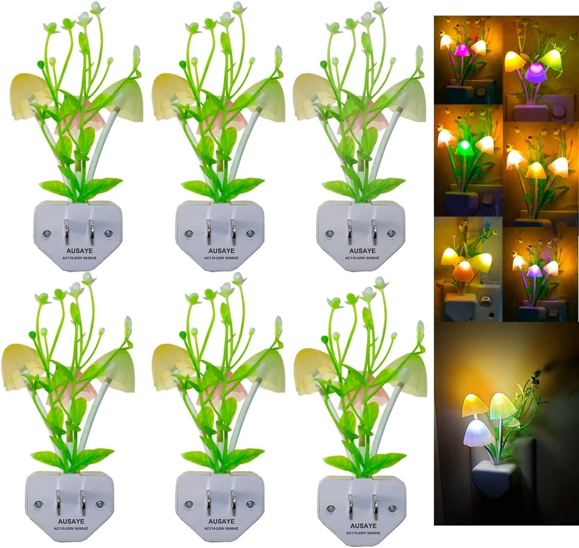 Sensor Night Light Plug in Mushroom Light LED Color Changing