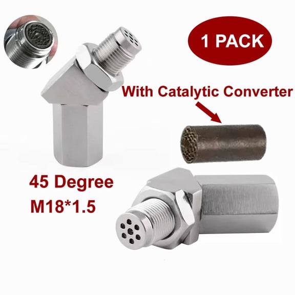 Sensor Oxygen Angled 45-Degree Extender Connector Bung Catalytic Spacer Cars Silver Accessories Fix Light Durable-1 PACK