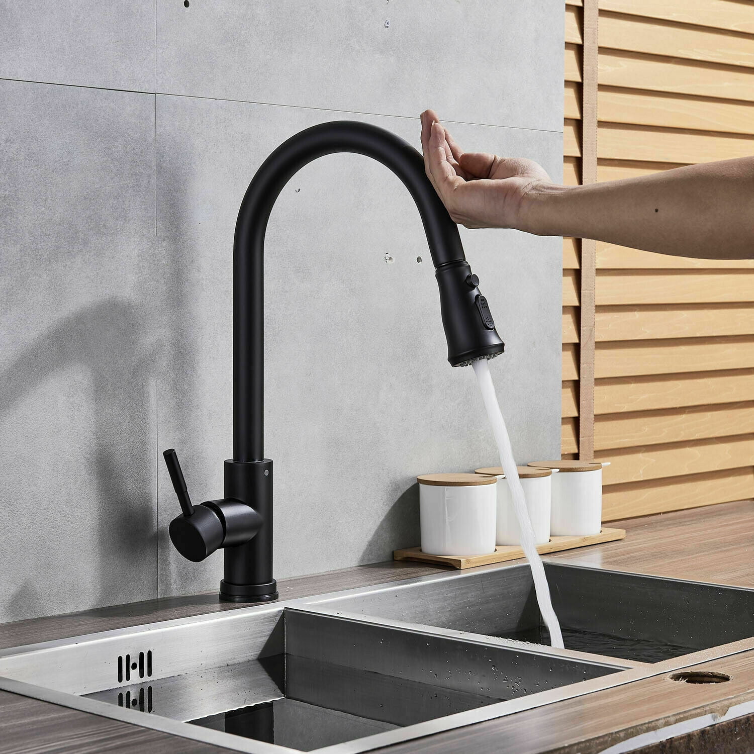 Sensor Touch Kitchen Sink Faucet Pull Down Sprayer Swivel Mixer Tap