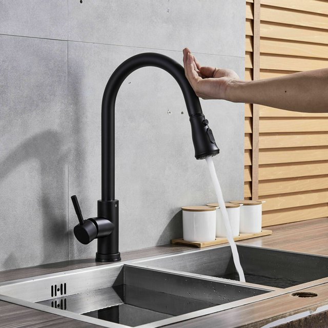 Sensor Touch Kitchen Sink Faucet Pull Down Sprayer Swivel Mixer Tap Single Lever Brushed Nickel