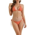 thumbnail image 1 of INSPIRE CHIC Women's Polka Dots Halter Bikini Sets 2 Piece Double Tie Back Triangle Bottoms Swimwear Bathing Suits X-Small Orange, 1 of 5