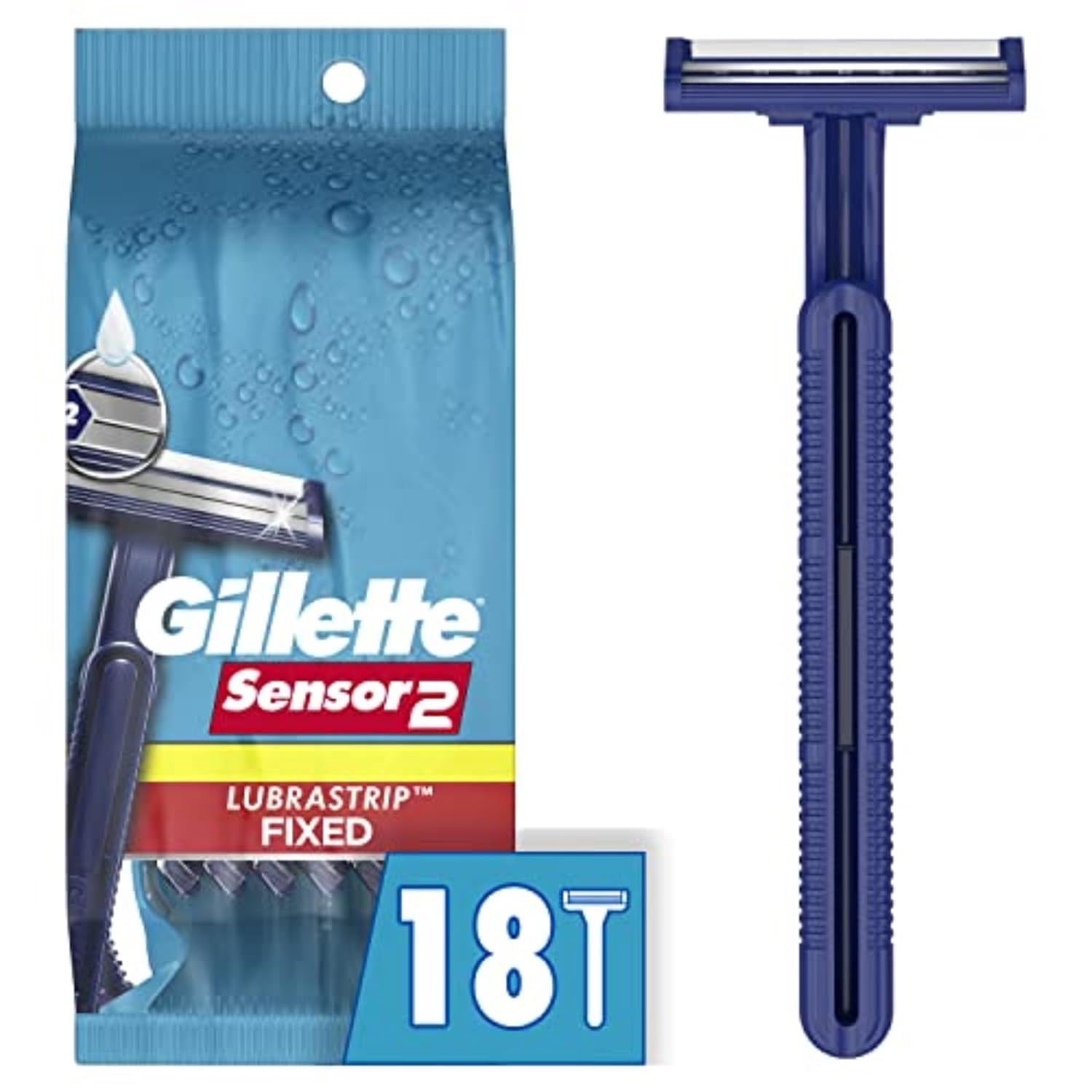 Sensor2 Disposable Razors for Men, Water Activated Lubrastrip to Help Avoid Skin Irritation, 18 count