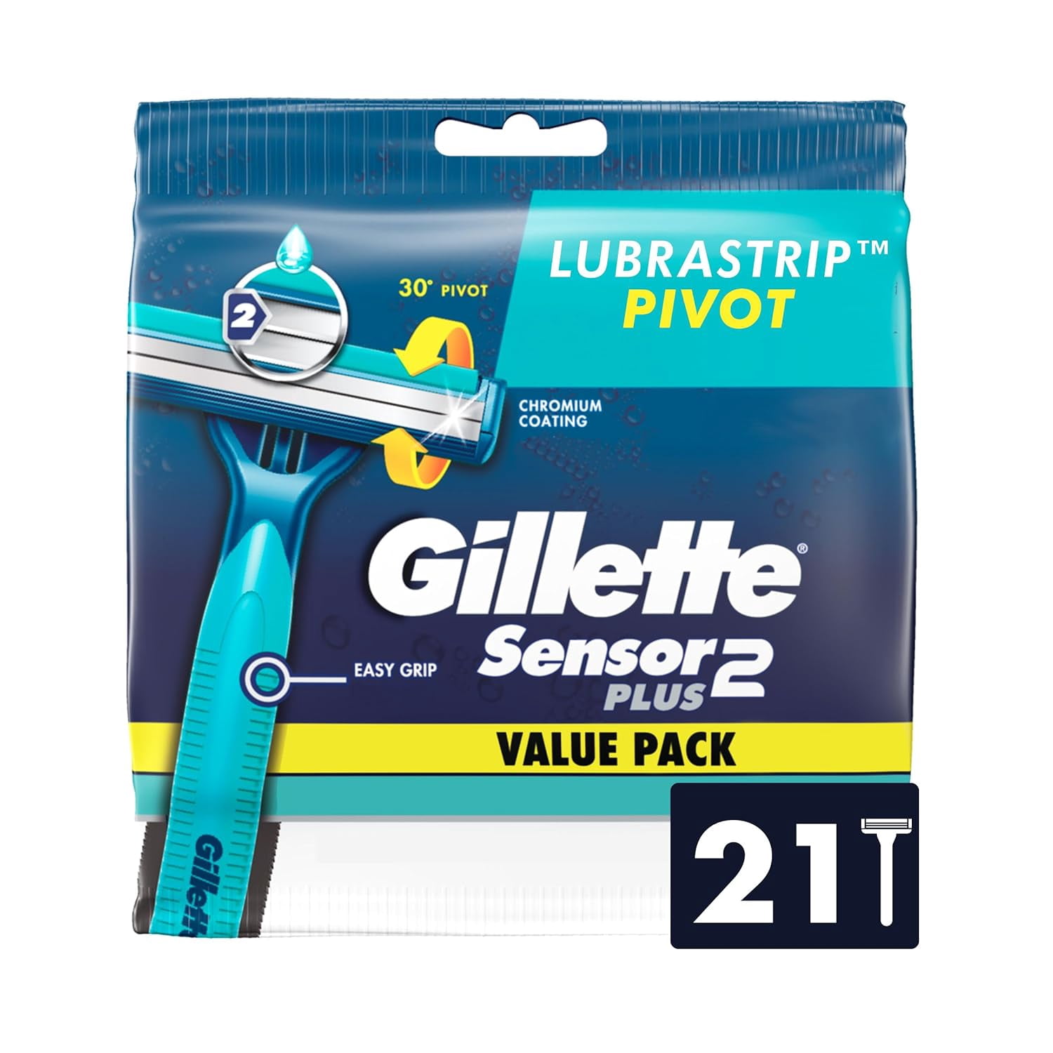 Sensor2 Plus Pivot Men's Disposle Razor, 21 Razors